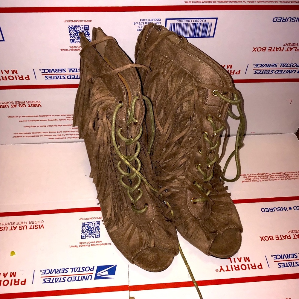 Tan Fringe Boots